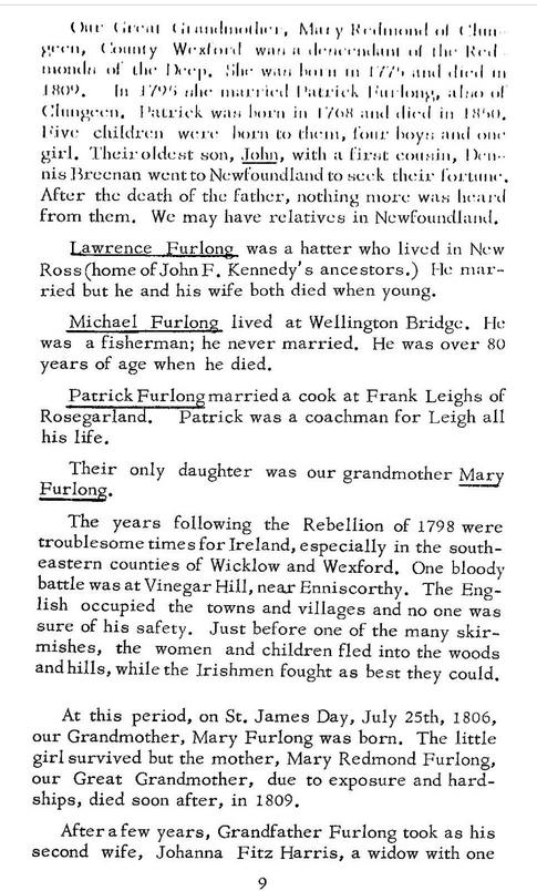 Furlong family of Clongeen, Wexford