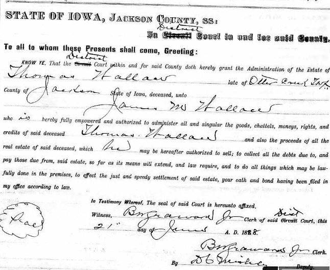 Thomas Wallace probate