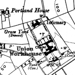 Kilkeel Workhouse on 1930 OS map Kilkeel Workhouse on 1930 OS map