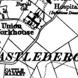 Castlederg Workhouse on 1907 OS map Castlederg Workhouse on 1907 OS map