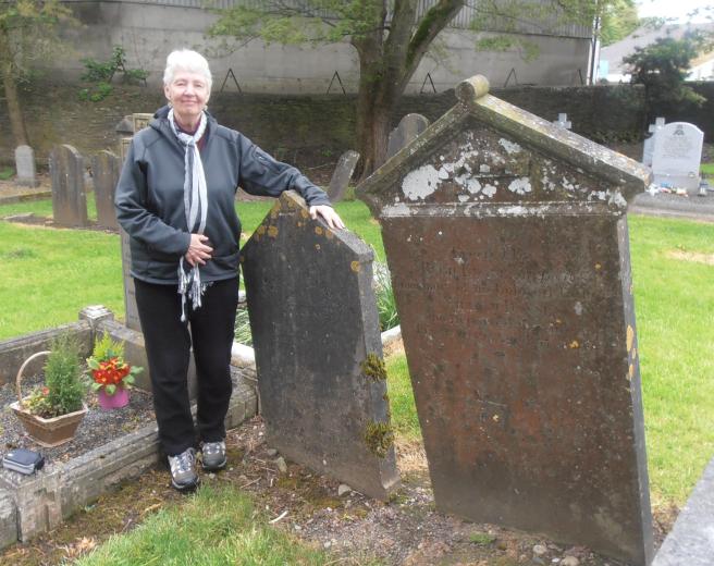 Mary Leonard with headstones in Roscrea Ireland Mary Leonard with headstones in Roscrea Ireland