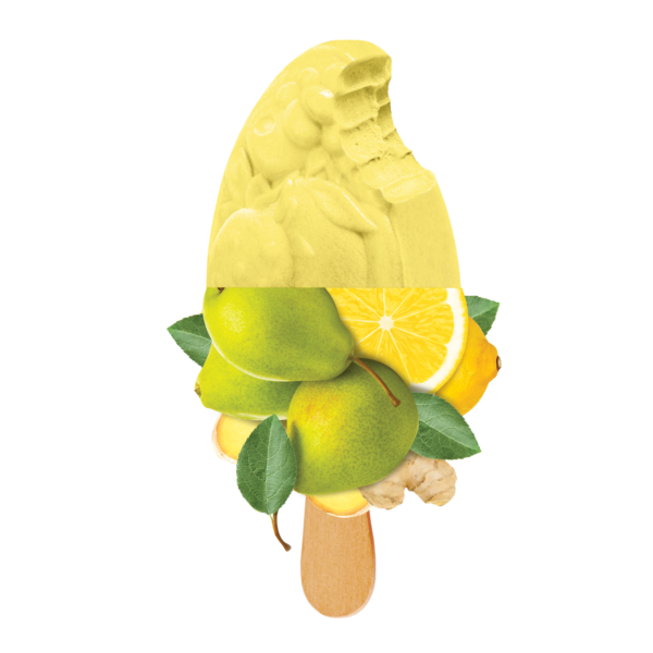 Smoothie is på pinne med sitron, pære og ingefærsmak.