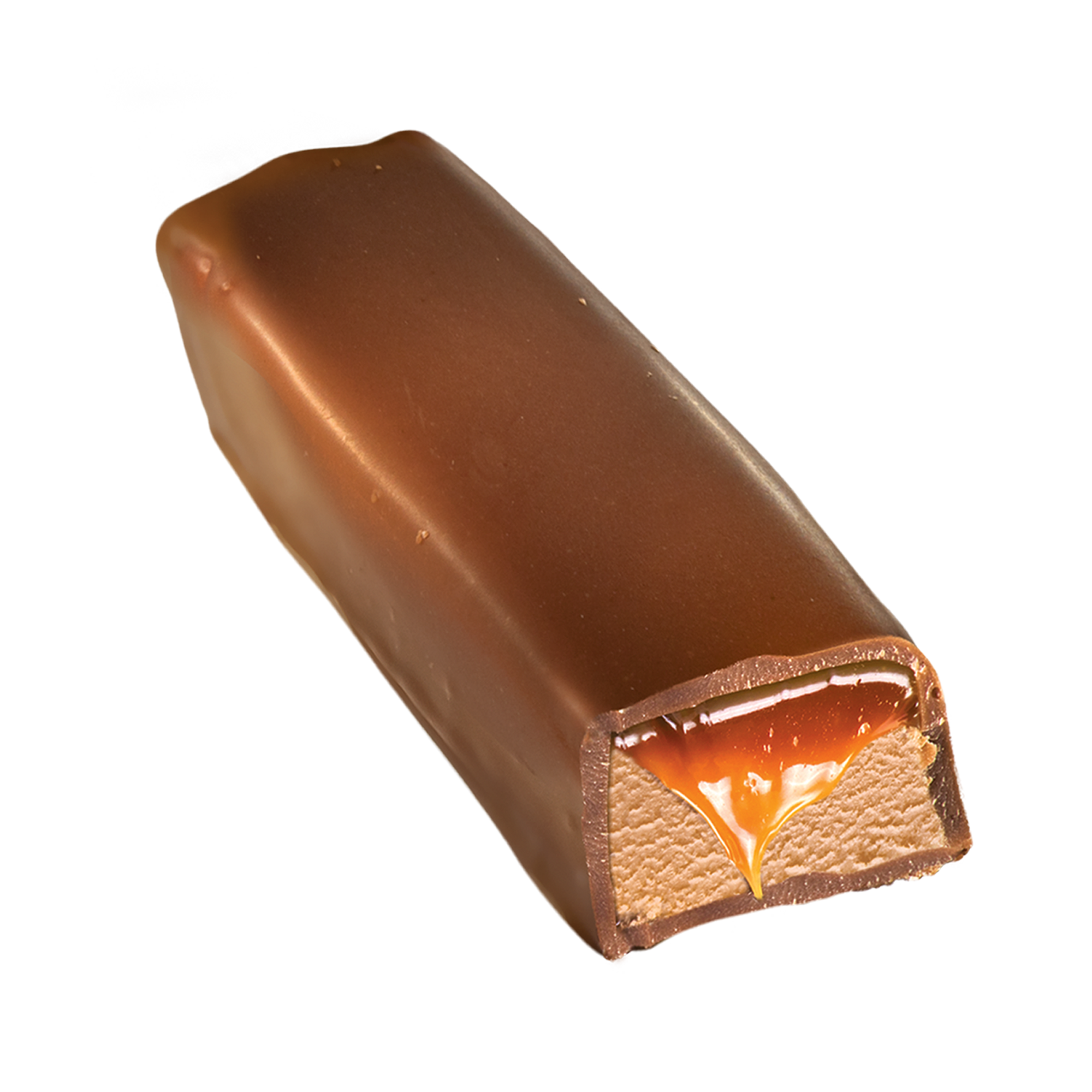 Candybar issjokolade med karamellfyll