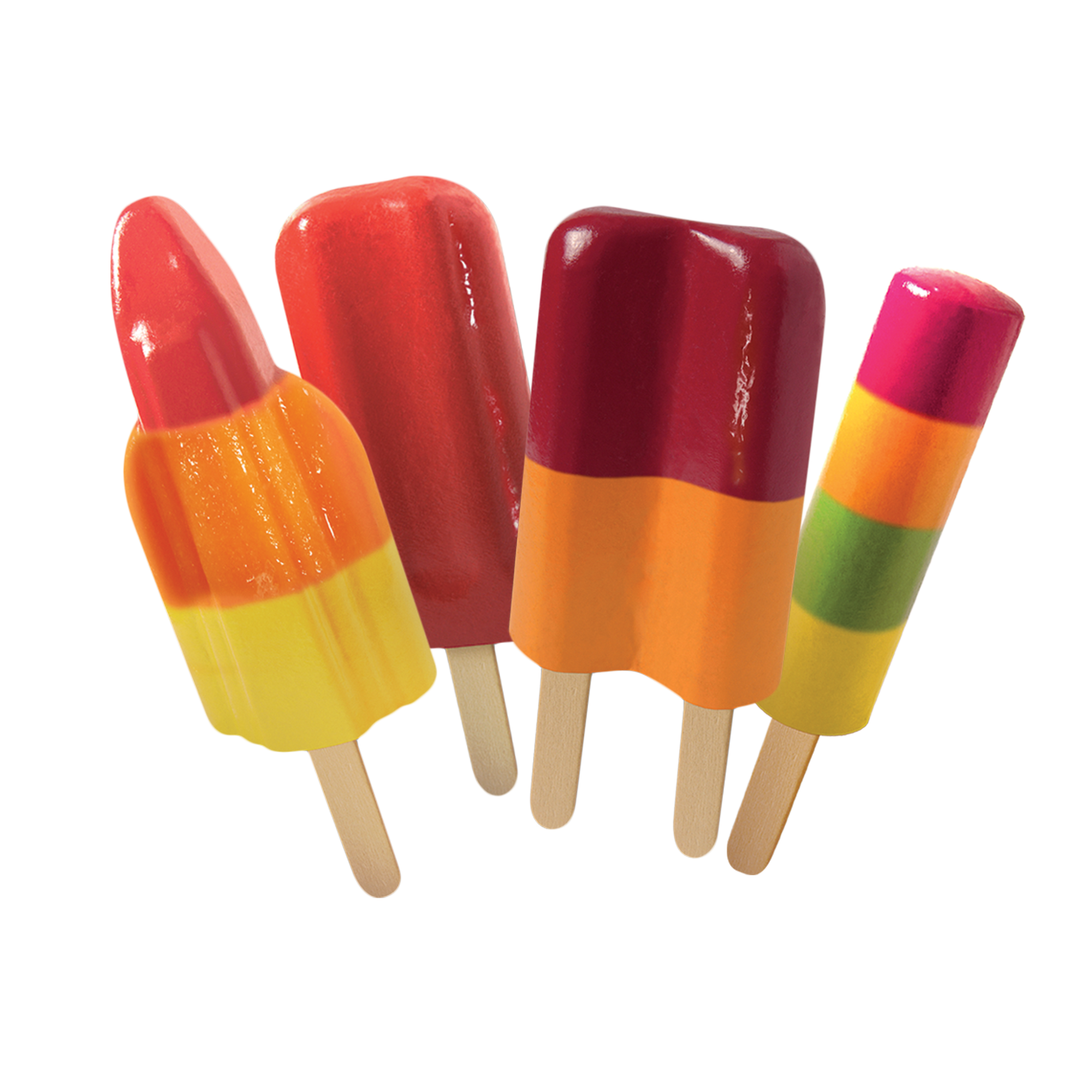 Assorterte saftispinner som rundpinn, dobbel, rakett og juicy smoothie