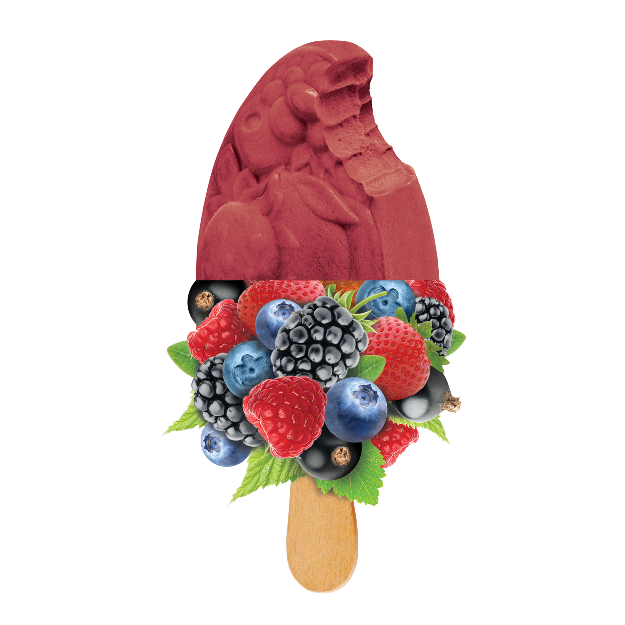 Rød smoothie is på pinne med smak av skogsbær