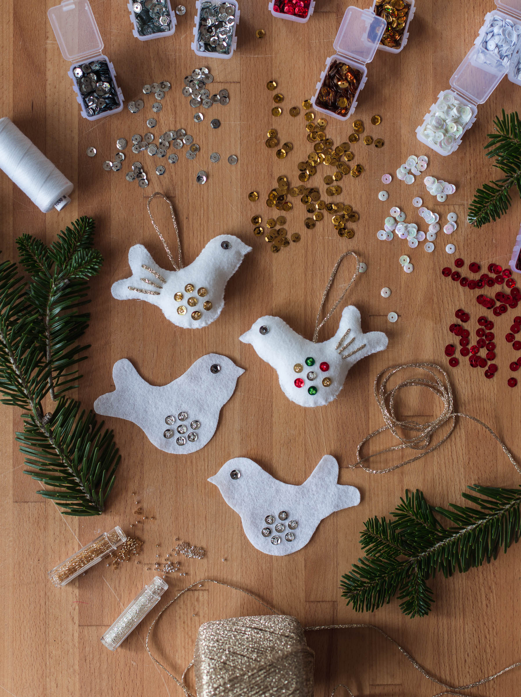 DIY - Felt birds Christmas decoration
