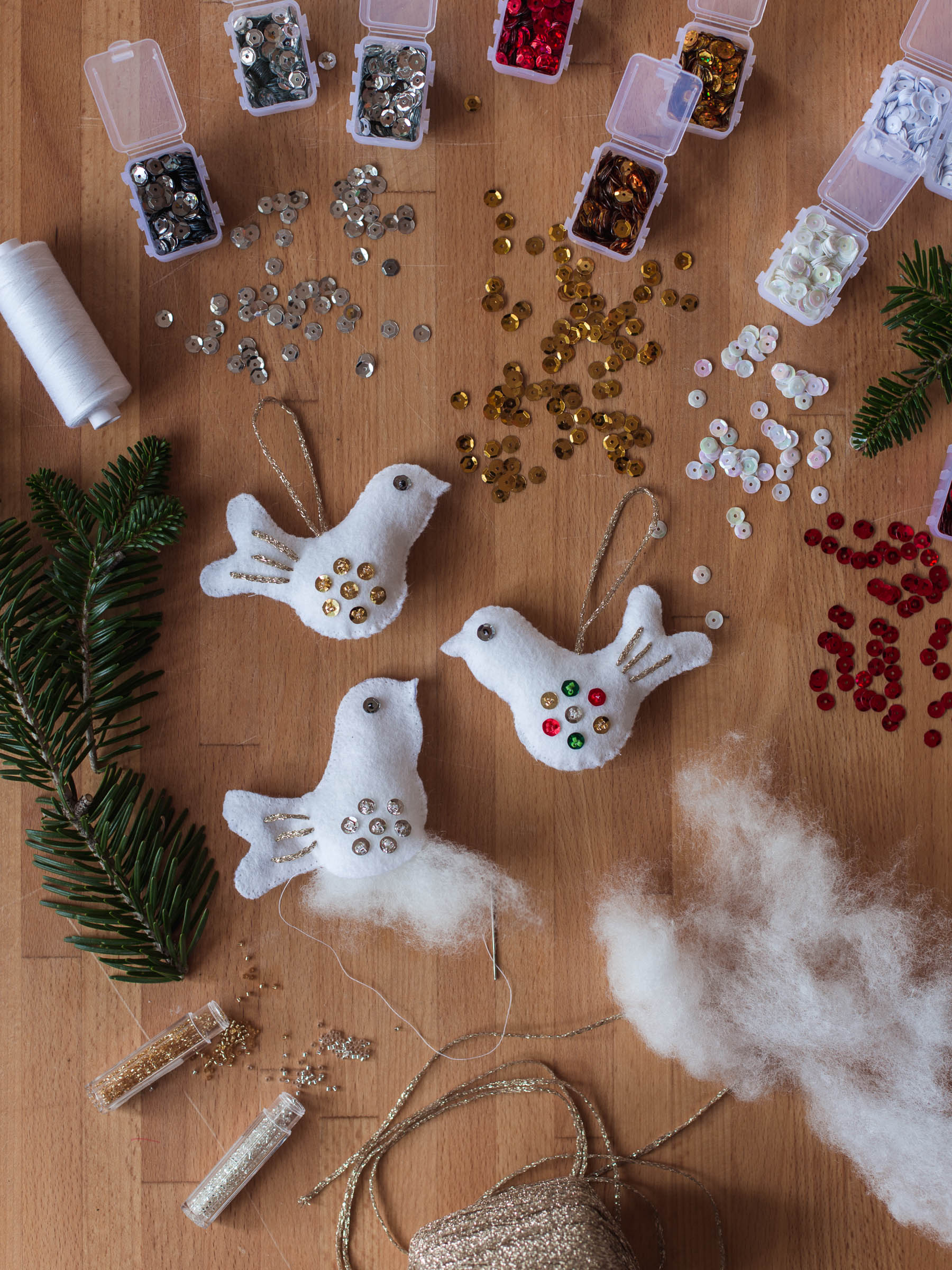 DIY - Felt birds Christmas decoration