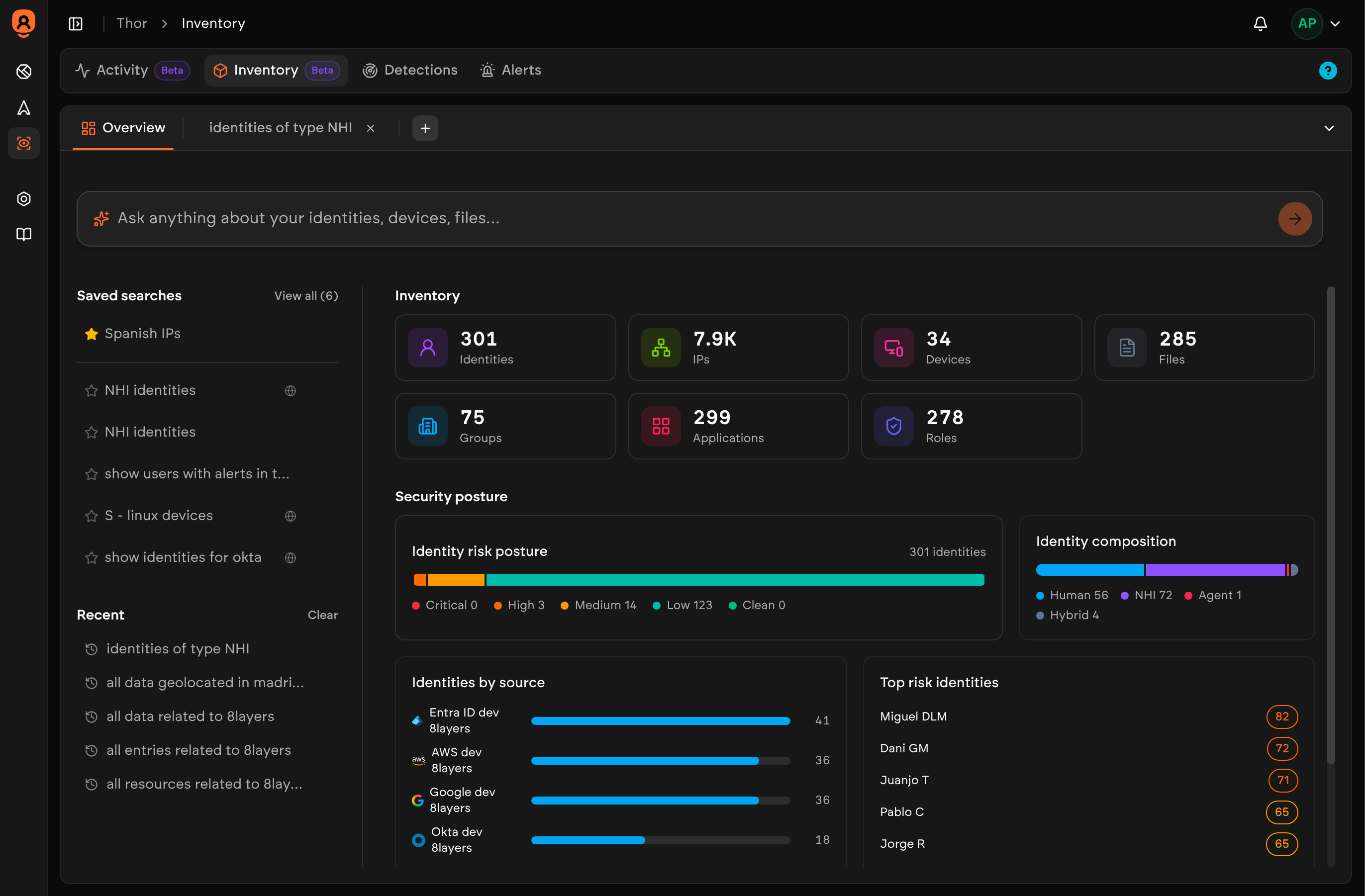 Identity Inventory — natural-language search across identities, devices, files and more