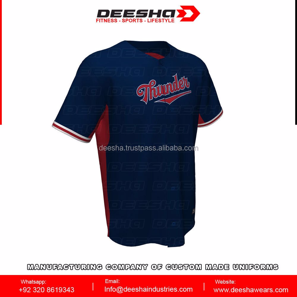 Hot selling custom design embroidery letter pattern shirts men pullover baseball full Button jerseys promotion image