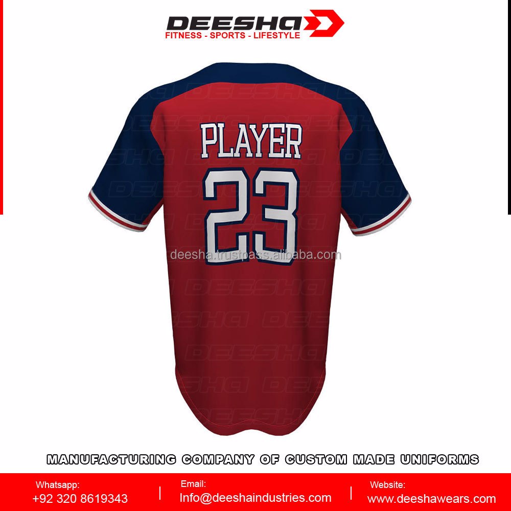 Hot selling custom design embroidery letter pattern shirts men pullover baseball full Button jerseys promotion image
