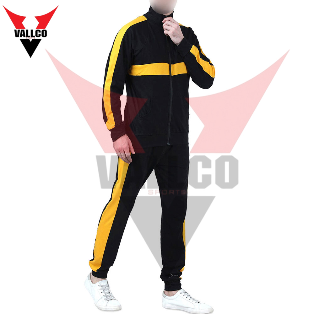 Black Yellow Contrast Color Good Selling Make Your Own Best Supplier Adult Wear Tracksuits image