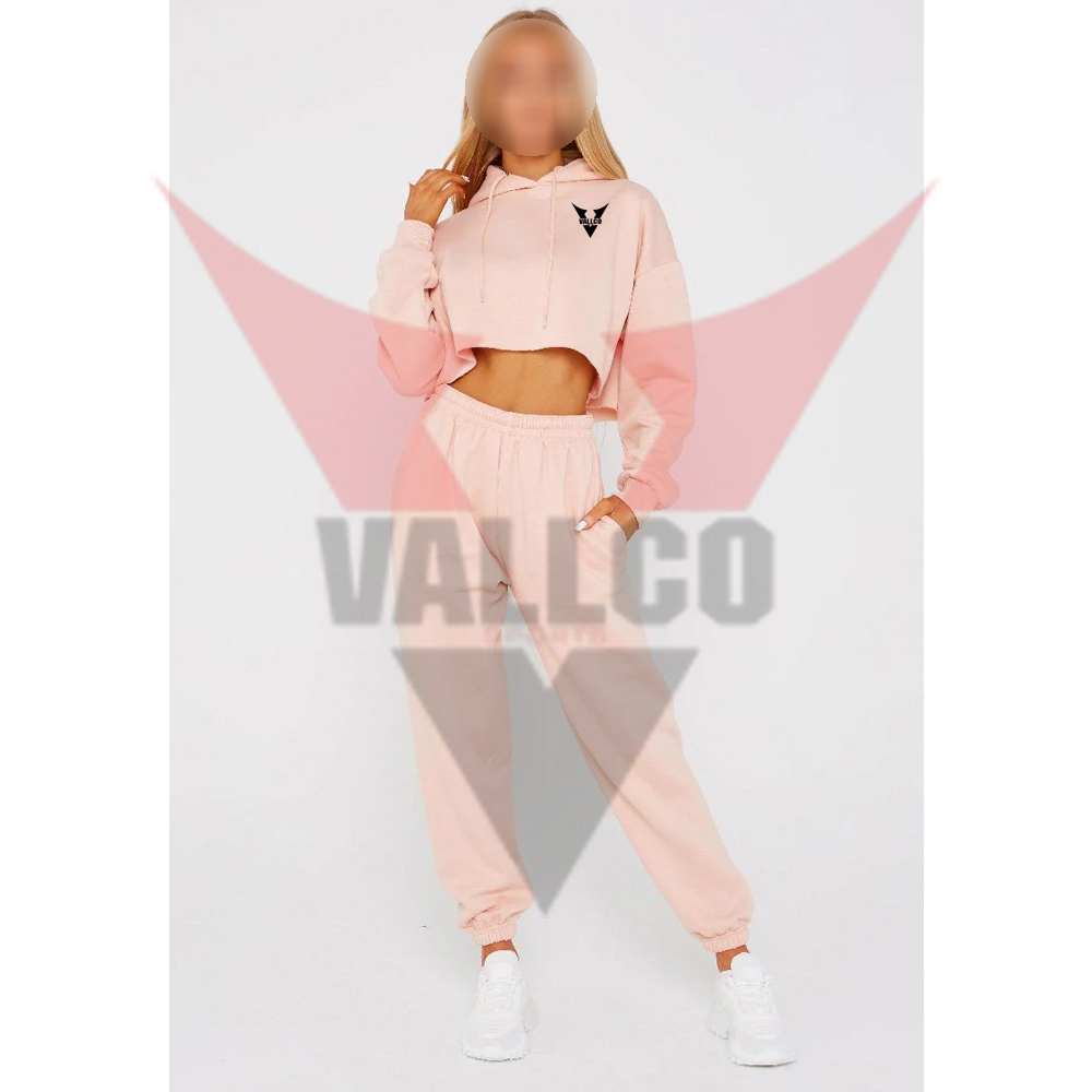 Best Material Wholesale Price Ladies Gym Crop Top Tracksuits Casual 2 Piece Tracksuit Set image