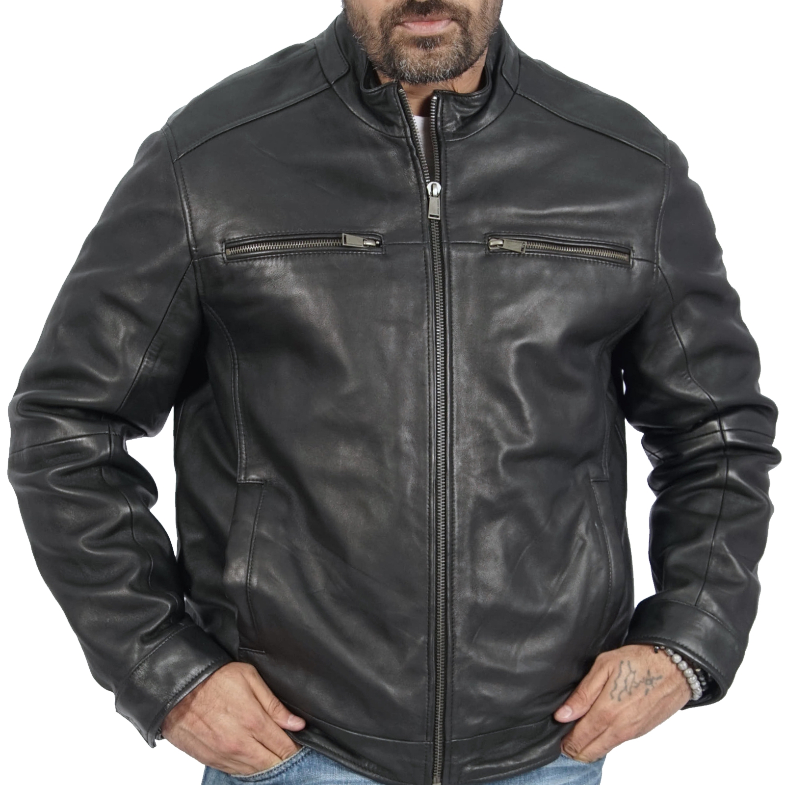 Bruce Biker Leather Jacket for Men image