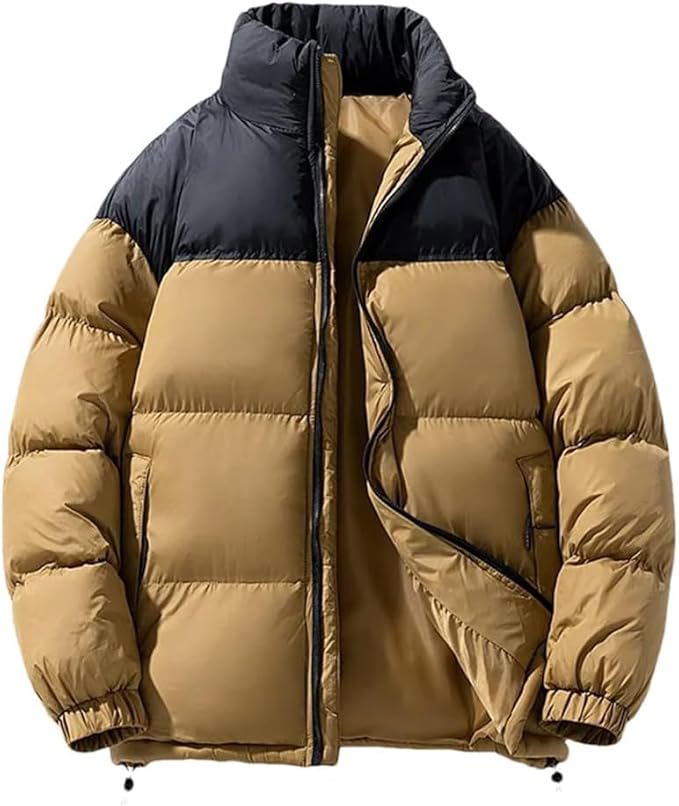 Men’s Winter Puffer Jacket – Thick, Warm, Zip-Up with Stand Collar - Puffer Jacket image