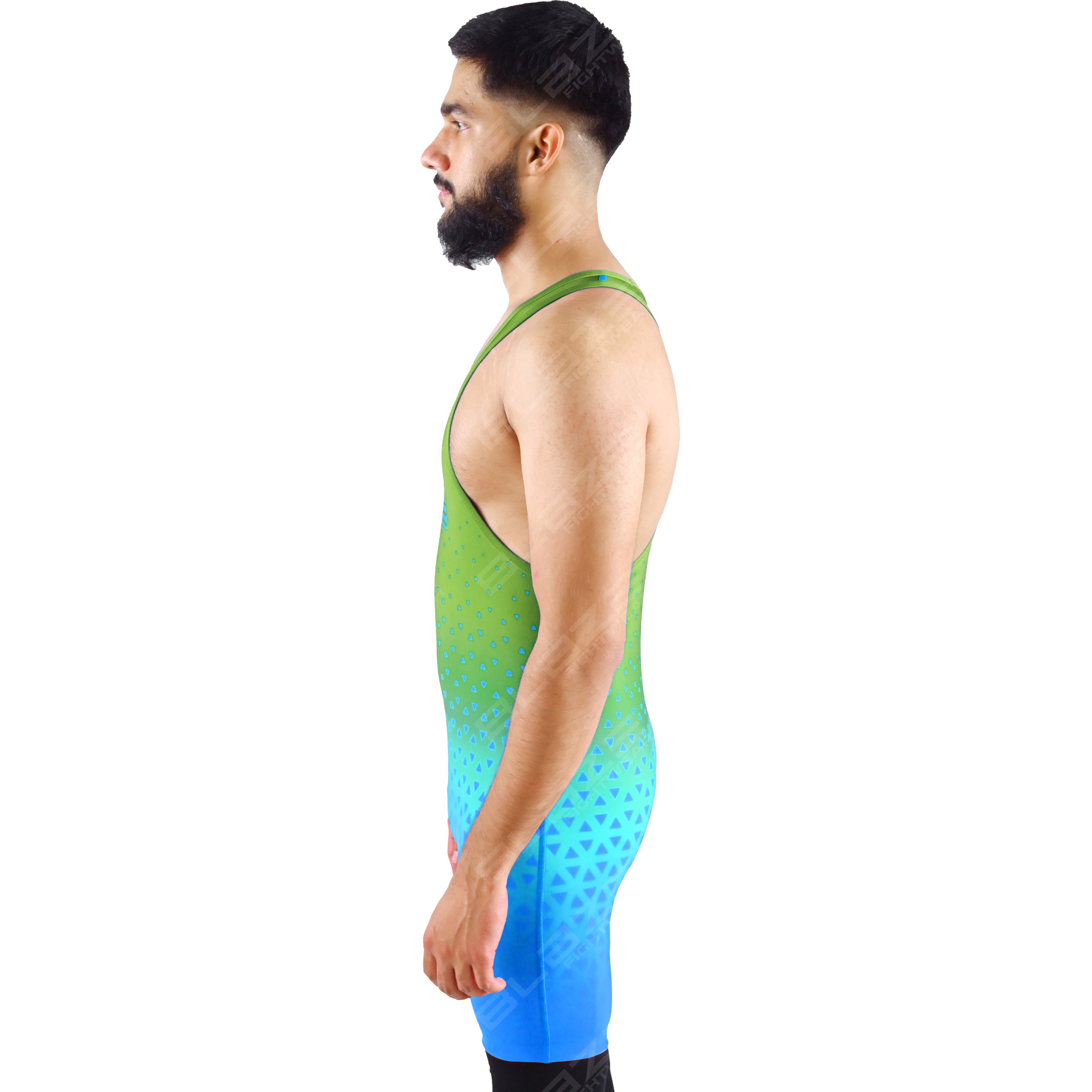 OEM men's high-elastic powerlifting singlet, one-piece wear featuring a refined knitted texture. image