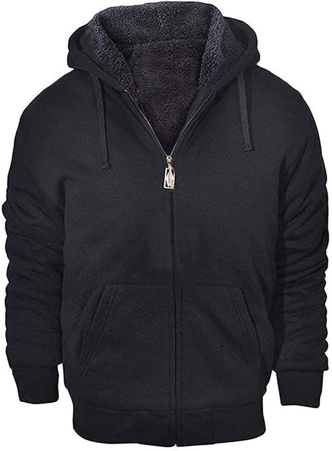 Men’s Heavyweight Sherpa-Lined Fleece Sweatshirt – Full Zip Warm Winter Hoodie image