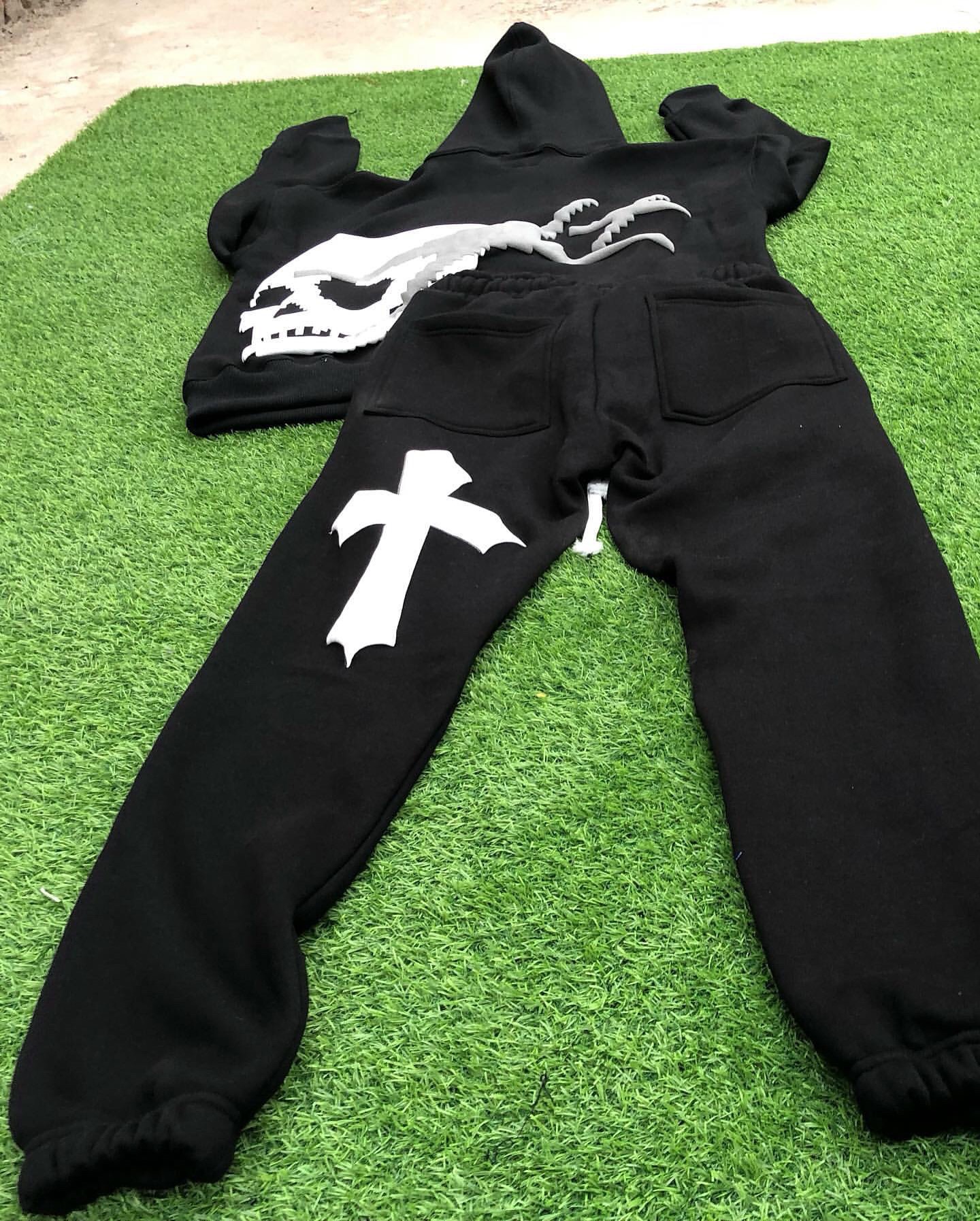 Customized sweat suit with full custom screen printing image