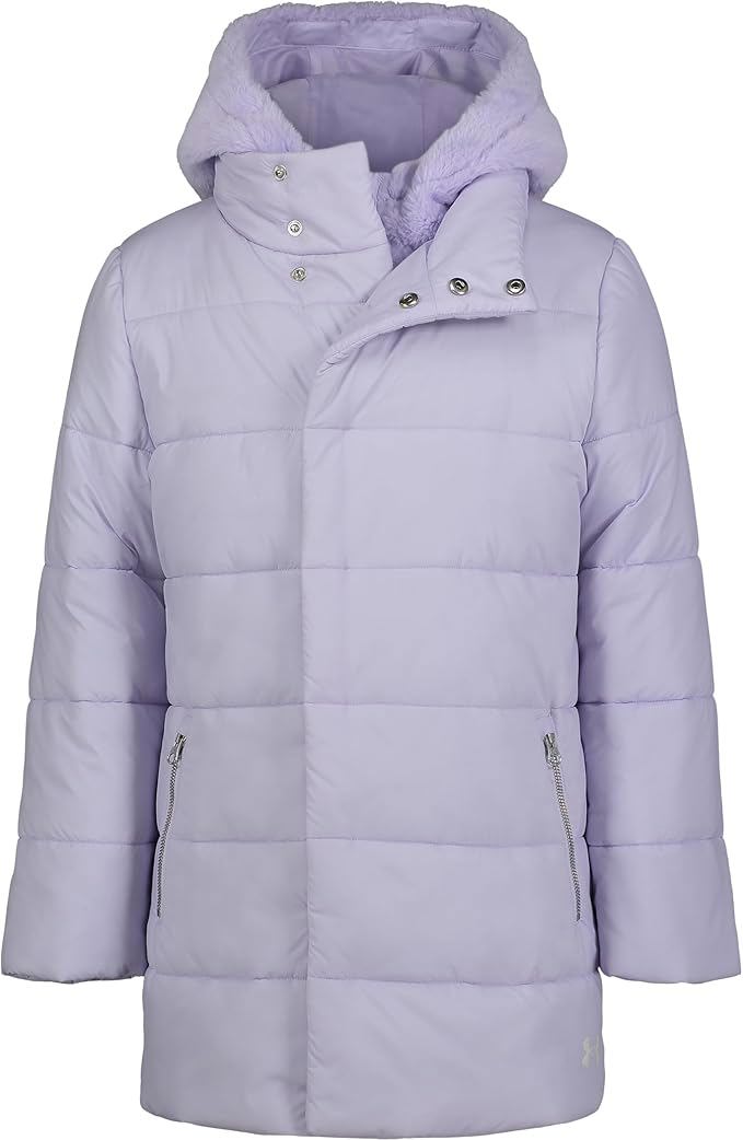 Girls’ Quilted Hooded Puffer Jacket with Front Pockets – Mid-Weight & Water-Repellent image