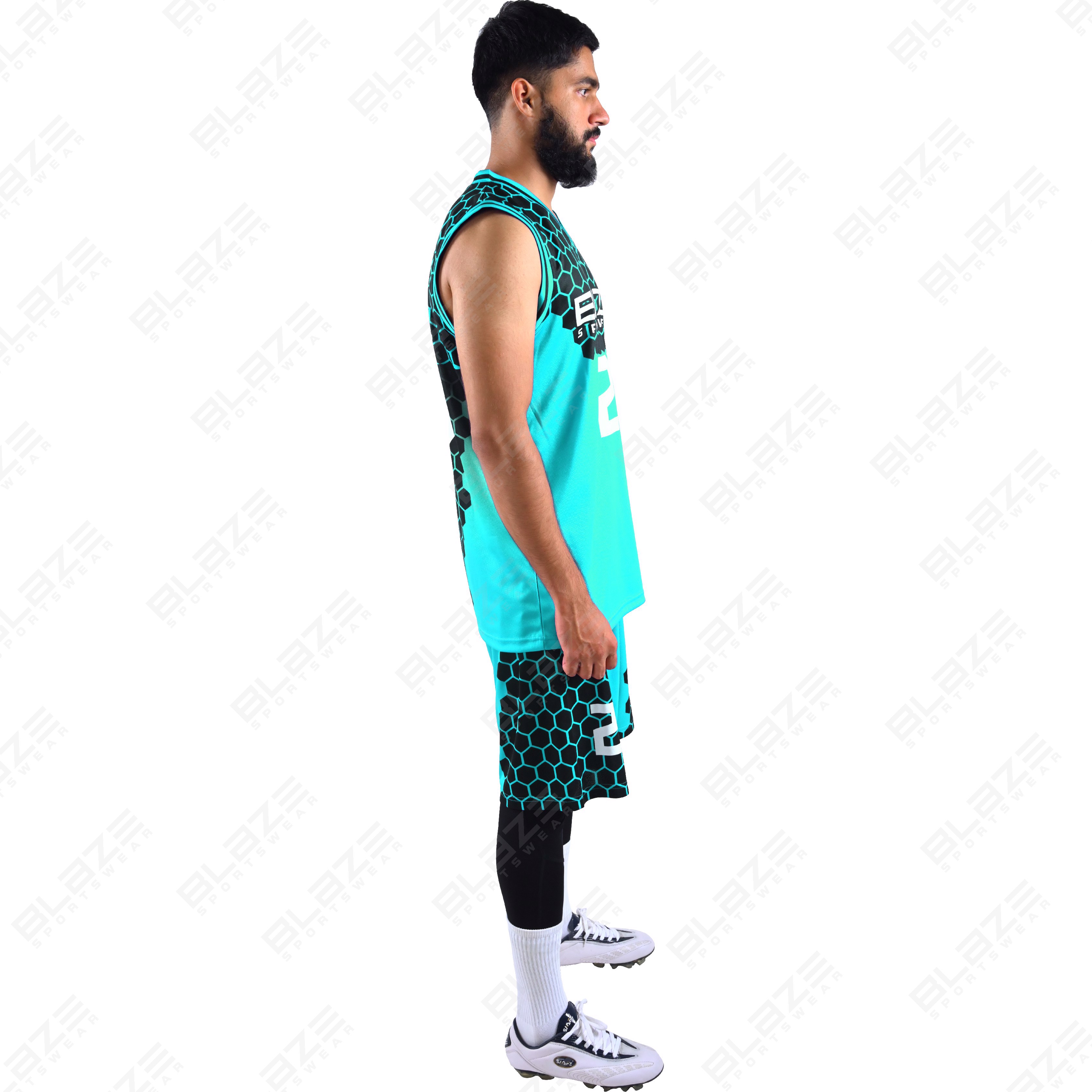  Custom 100% polyester basketball uniform with a Top design for players, featuring a sleek kit image