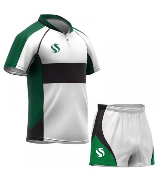 Customised Sublimation Rugby Uniform Breathable Polyester Fabric With Custom Design 260-320 GSM image