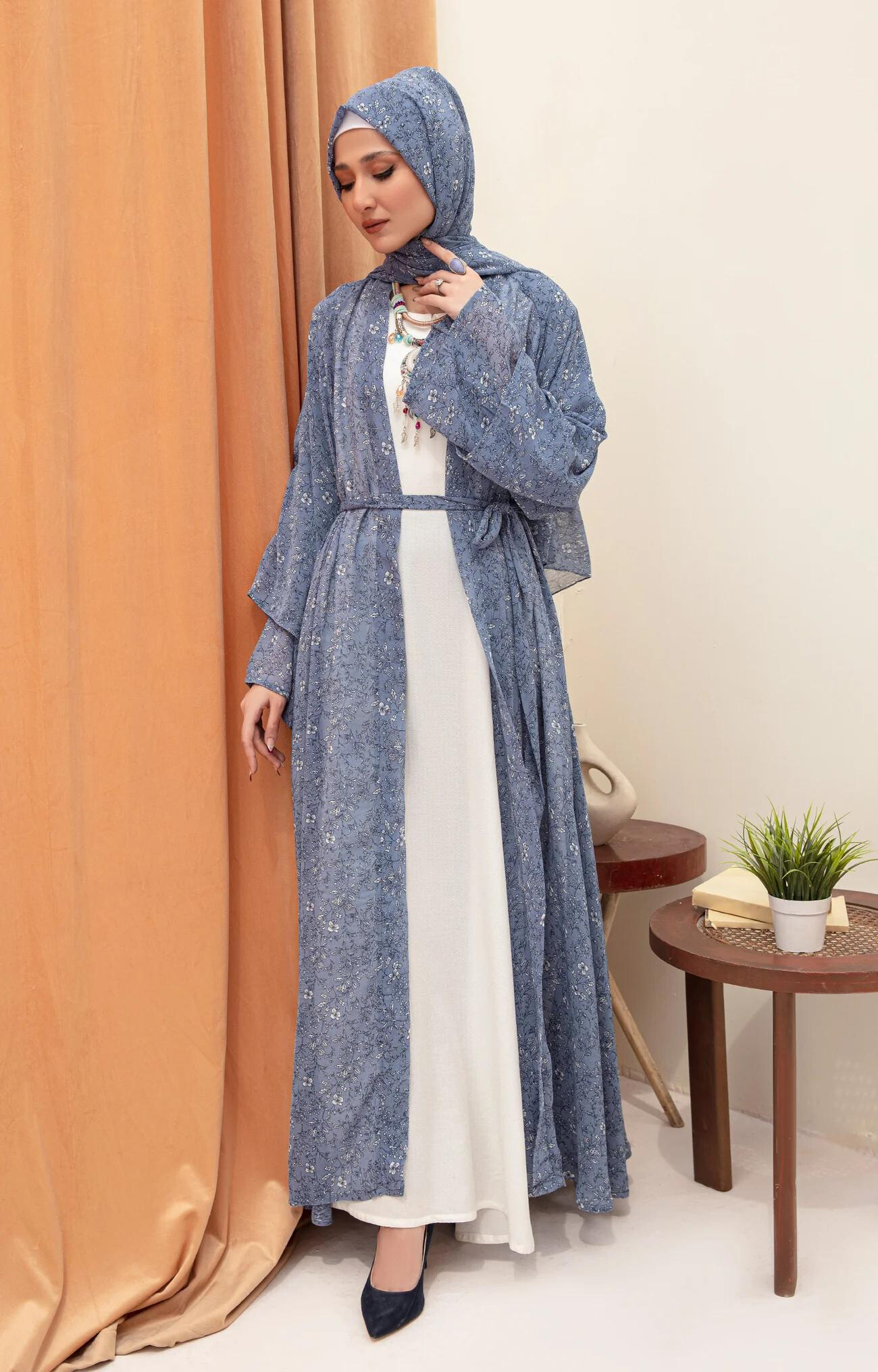 Blue Dust Modest Wear Fashionable Abaya Quality Piece Variety Colours And Customisations Branding image