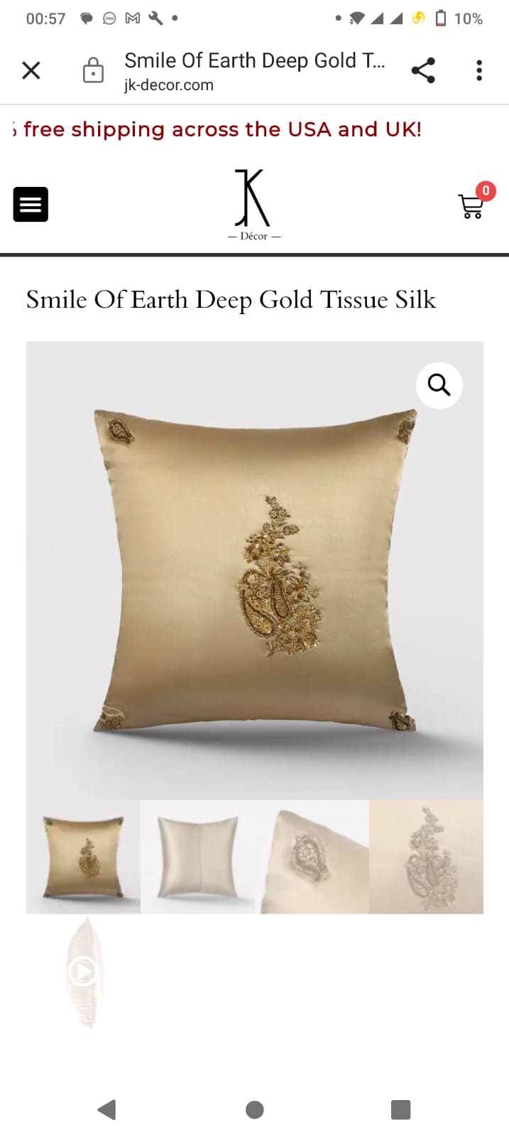  High Quality Smile To Earth Deep Gold Tissue handmade Cushion Available In All Sizes  image