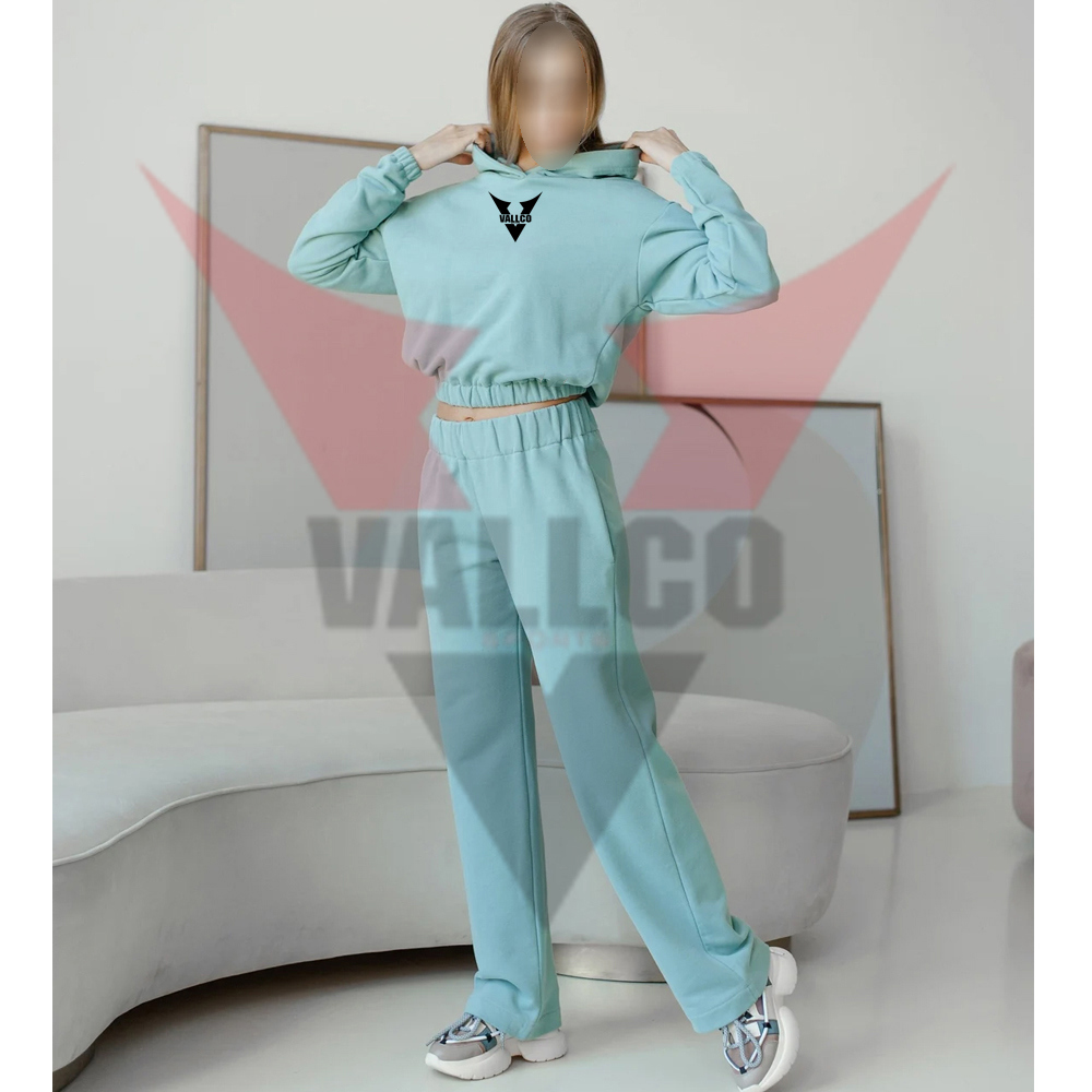 Casual Wear Comfort Fit Plus Size Cropped Hoodie & Pants Best Quality Women Wear Tracksuits image