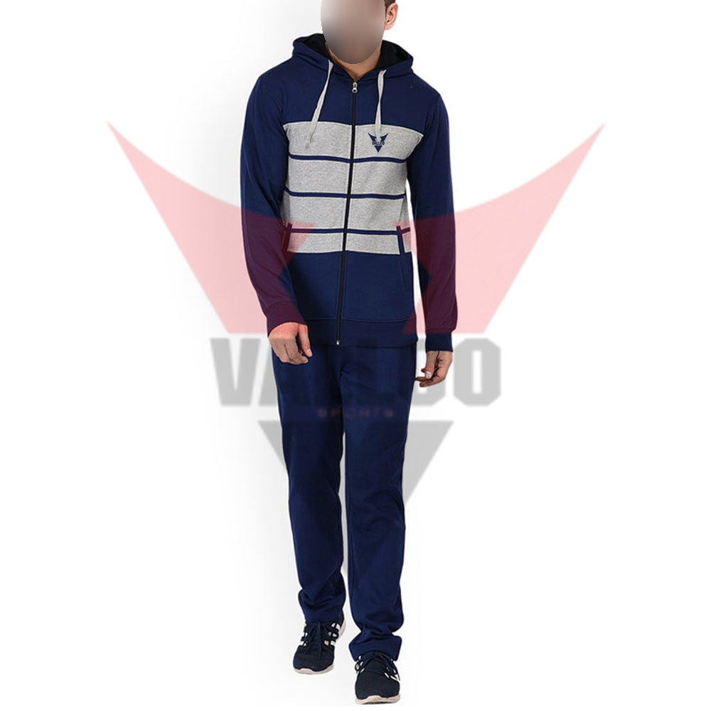 Blue Gray Color High Quality Made In Pakistan Best Supplier OEM Service Men Tracksuits image
