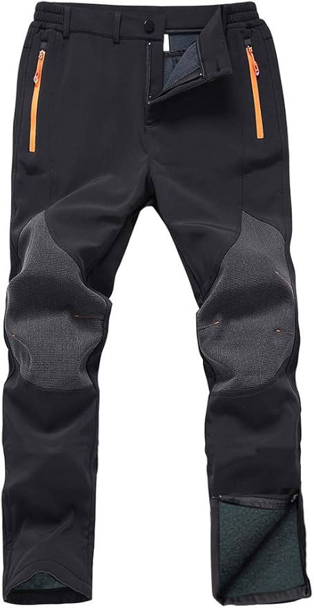 Men’s Waterproof Hiking Ski Pants – Fleece Lined Softshell Snowboard Pants for Cold Weather image