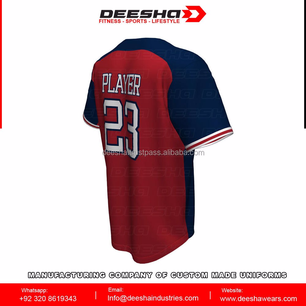 Hot selling custom design embroidery letter pattern shirts men pullover baseball full Button jerseys promotion image
