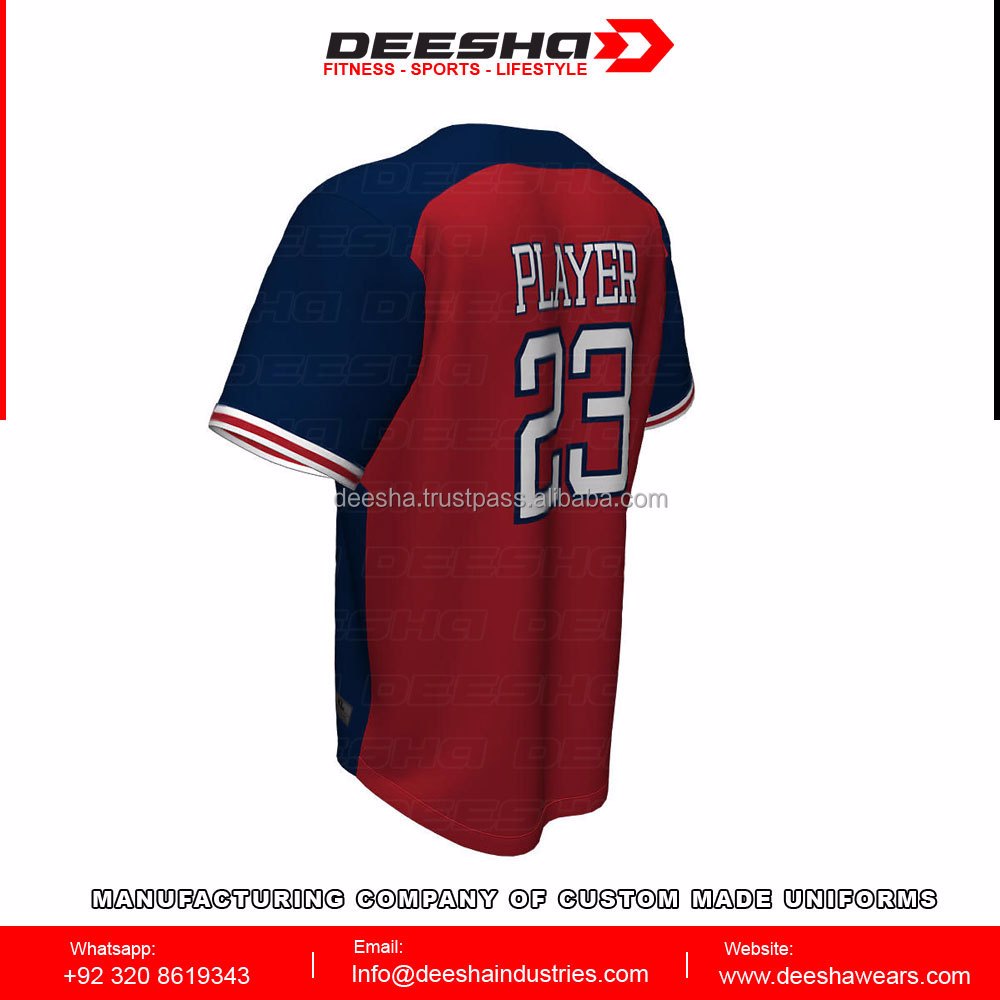 Hot selling custom design embroidery letter pattern shirts men pullover baseball full Button jerseys promotion image