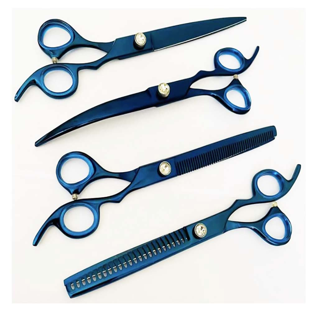 Stainless steel Rose Gold Dog Grooming Scissors Set Curved Chunkier Thinning Pet Scissors for pets image