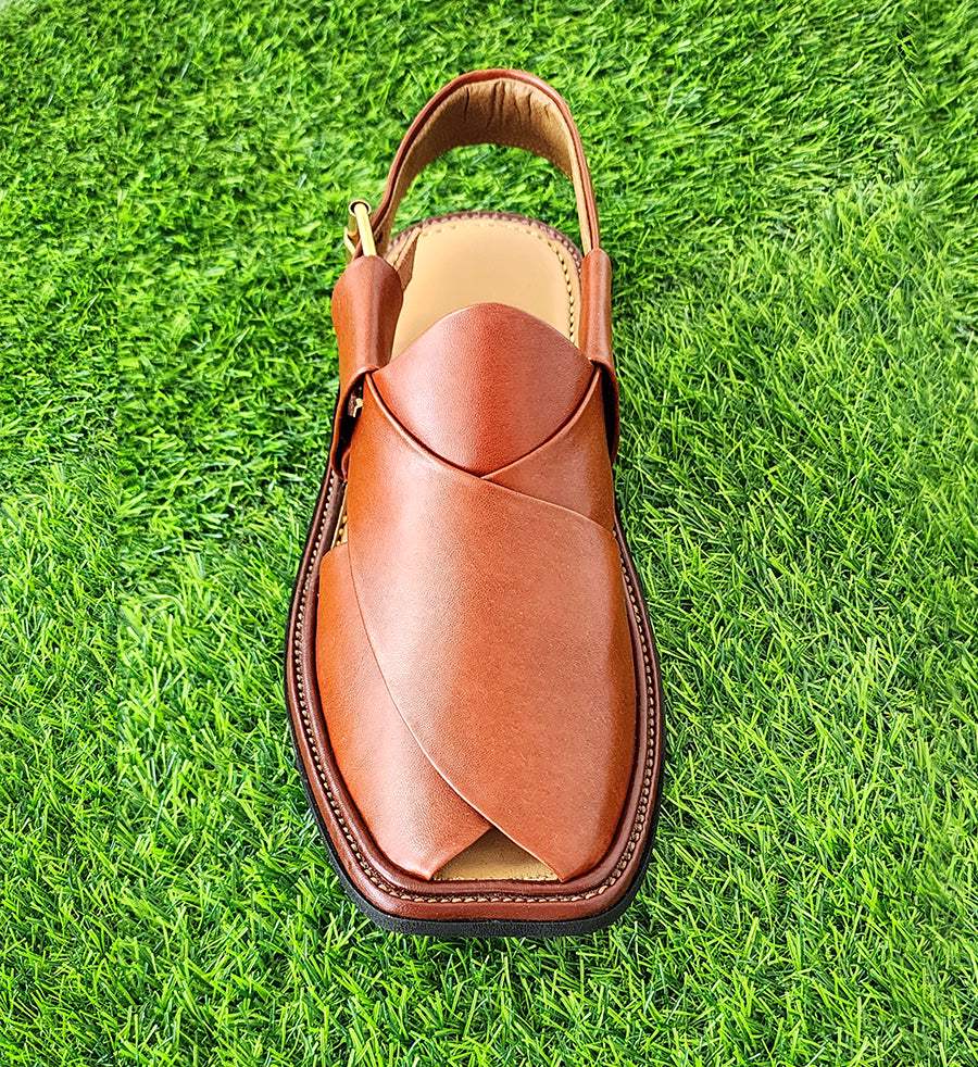 01 Baibars Smart Zalmi Leather Peshawari chappal (Brown) promotion image