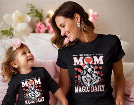 Stylish High Material Cotton T-shirt featuring Mom And Daughter Love image