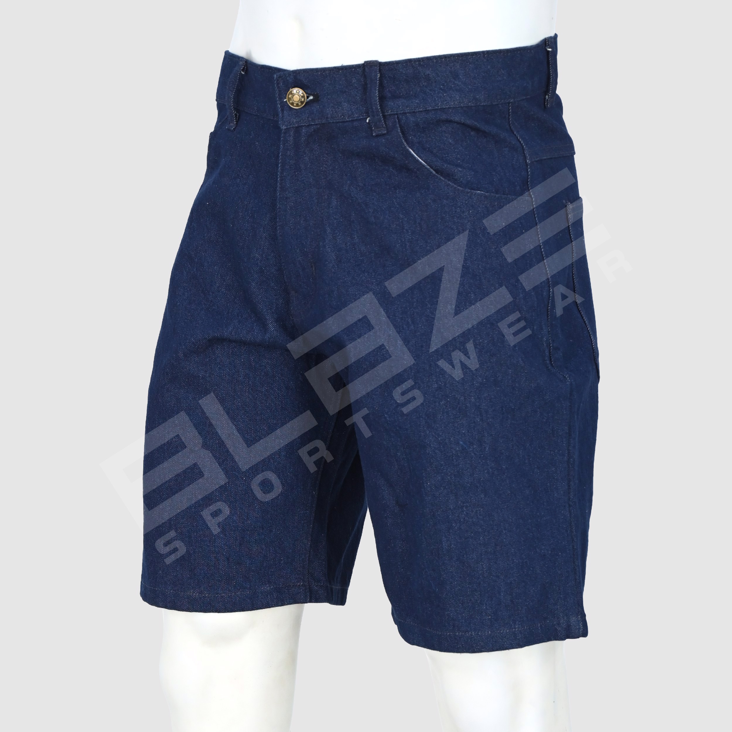 Custom Men's Retro Streetwear Shorts Blue Knee-Length HIGH STREET Cargo Denim with Distressed  image