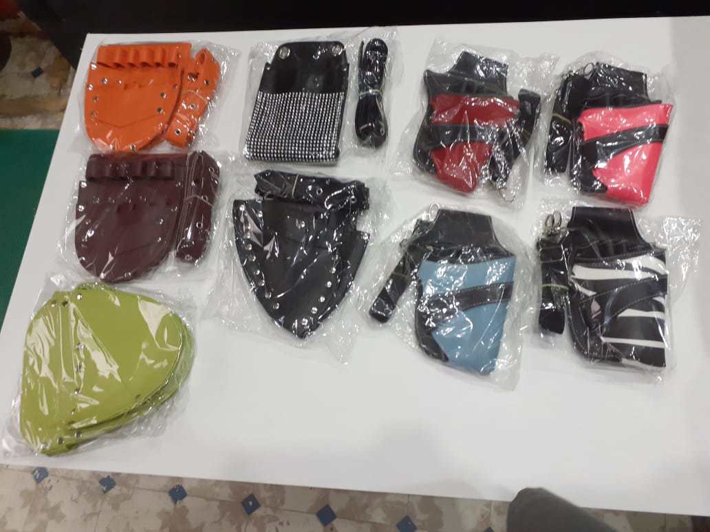 Genuine Leather Barber Scissors Hip Bag Stylist Black Holster Stylist Leather Bag  image