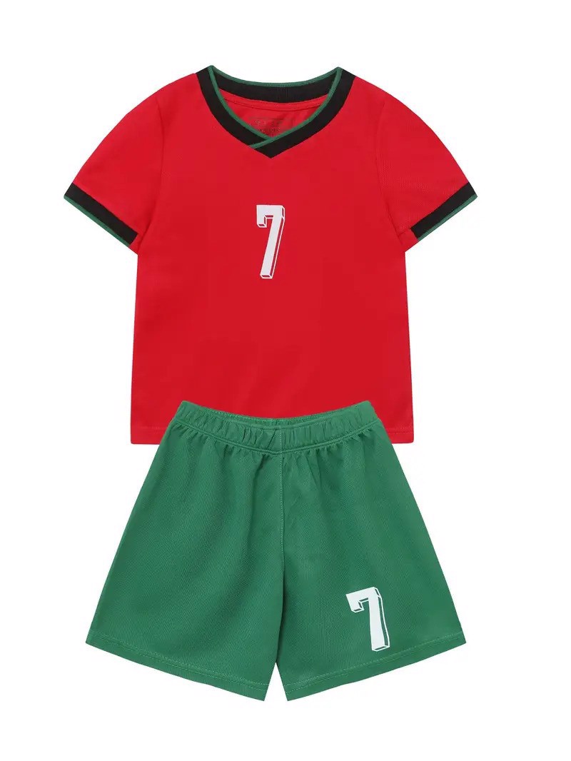 Customize Soccer Uniform Jersey With Shorts For Kids 100% Polyester image