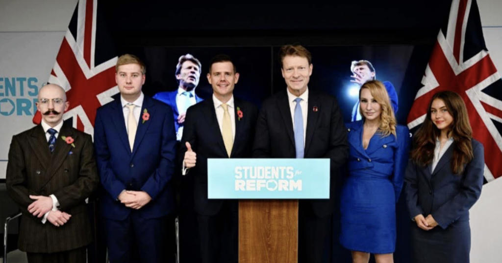 Matt Goodwin, Richard Tice and Lois Perry at the Students4Reform launch