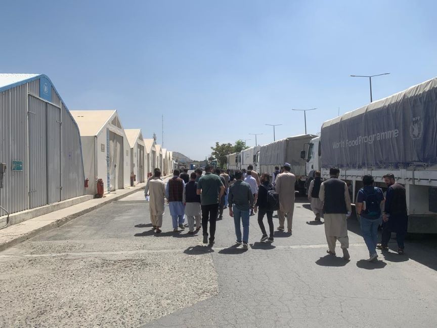 Outside the warehouse during the Afghanistan LWG WFP Warehouse Visit 2025