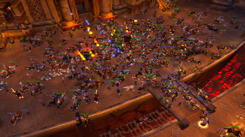 World of Warcraft hub cities (like Ironforge) serve as a social hangout for players between adventures.
