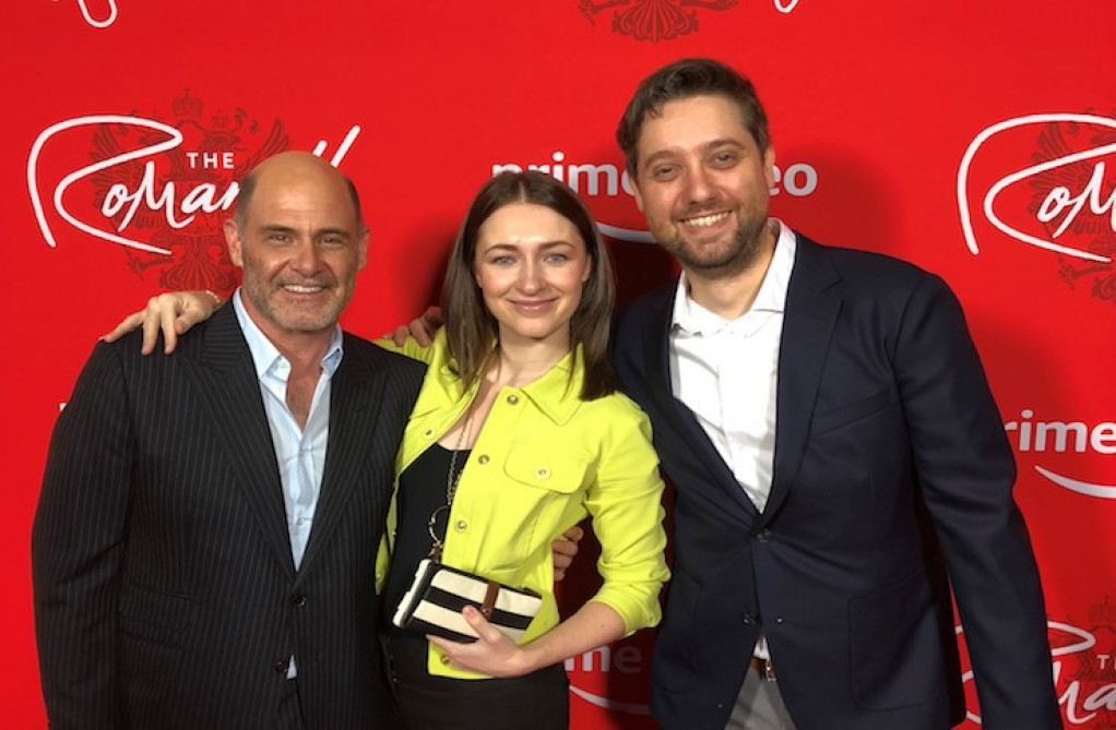 Giona Ostinelli & Sonya Belousova with Matt Weiner Giona Ostinelli & Sonya Belousova with Matt Weiner
