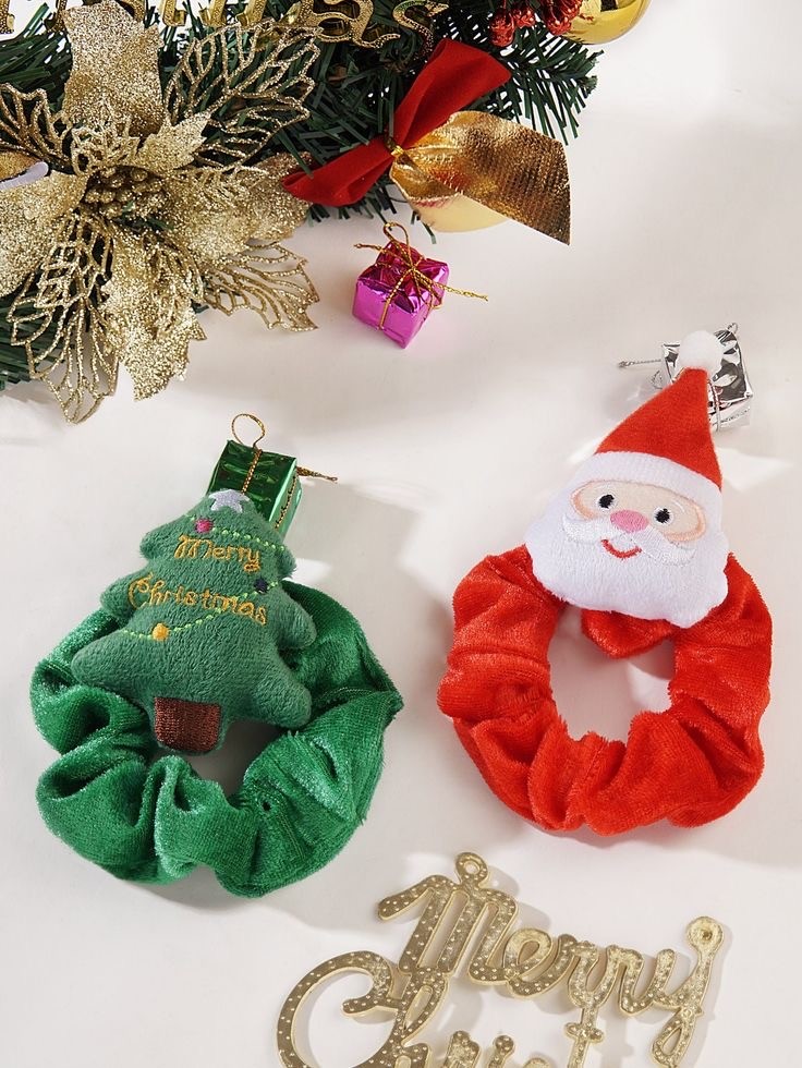 Christmas hair scrunchies