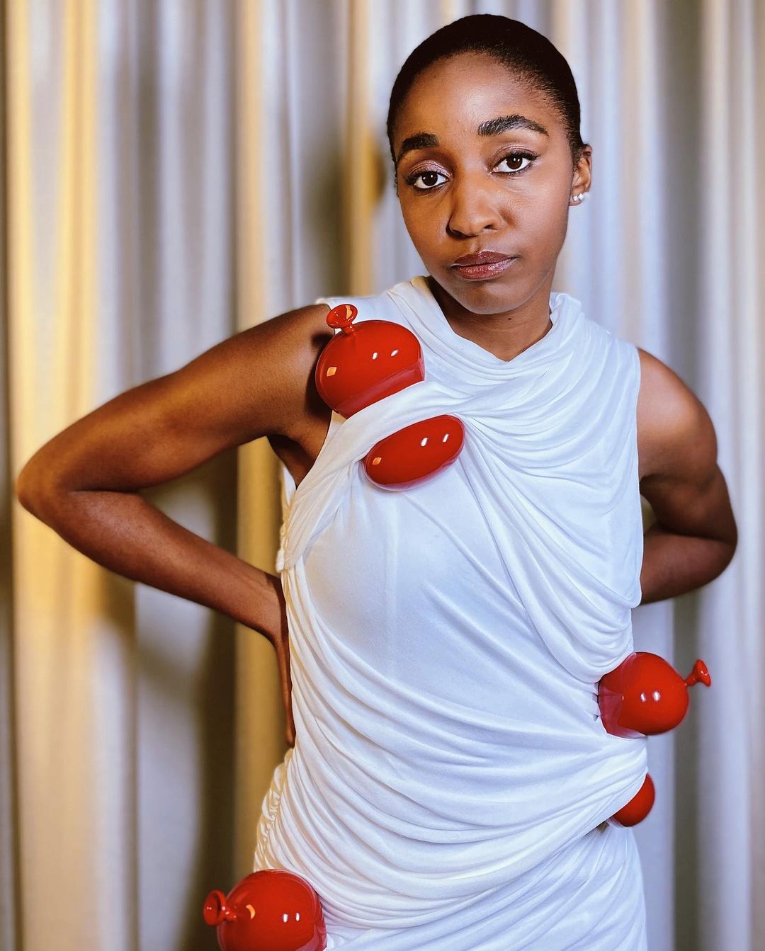 Ayo Edebiri at the Time 100 red carpet in Loewe