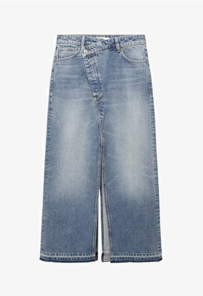 asymmetric denim skirt