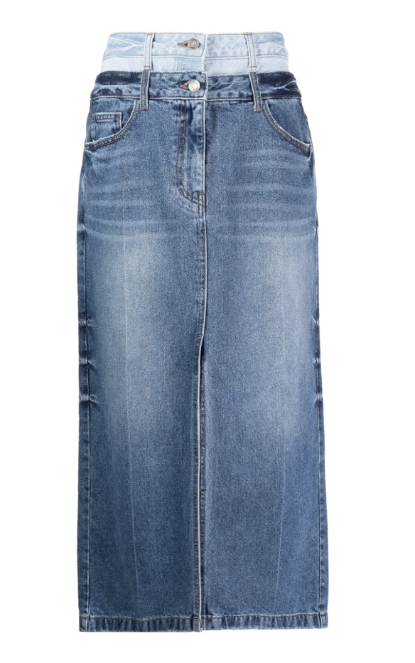 double-waist denim skirt