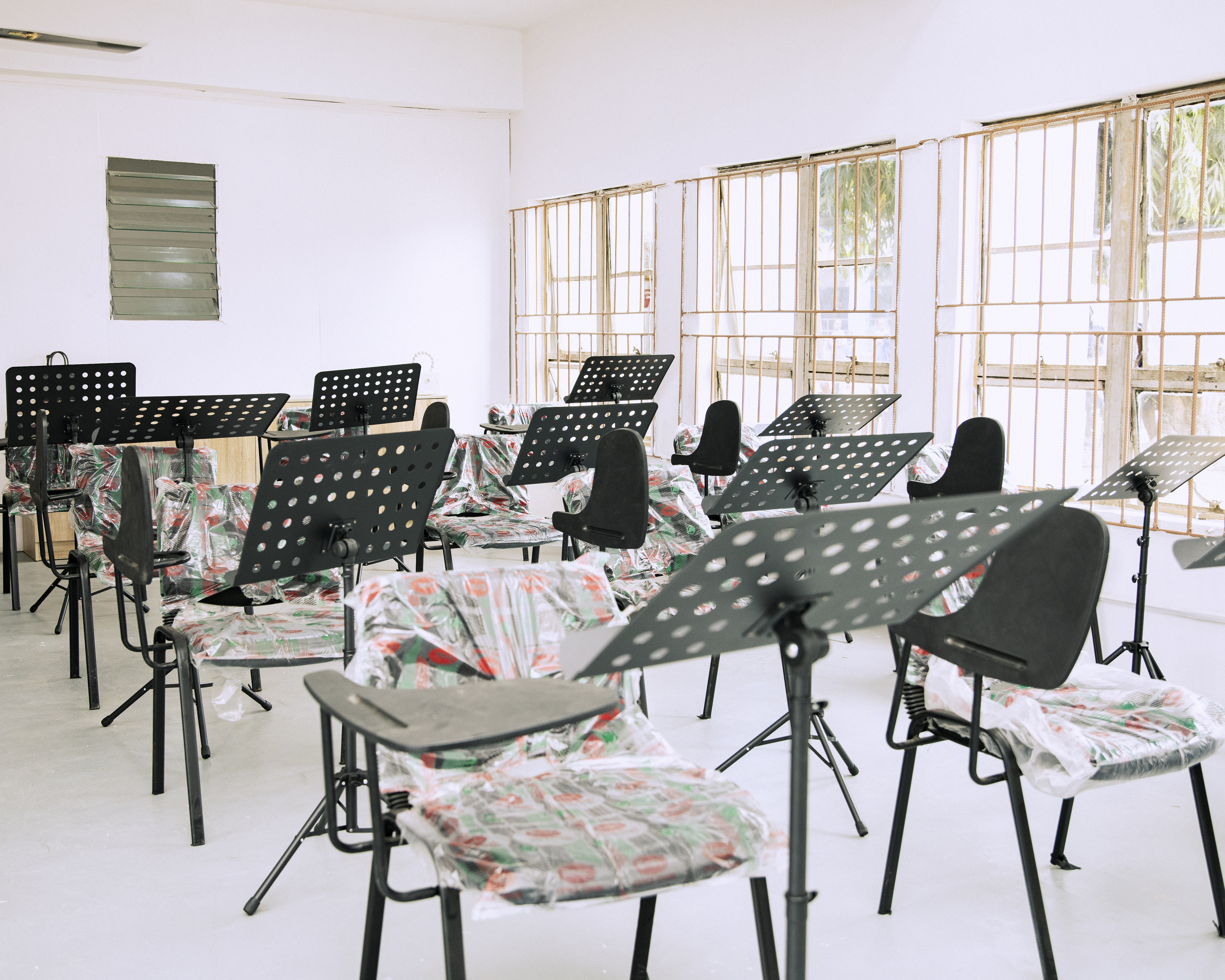A view of the newly refurbished music room via Femme Africa