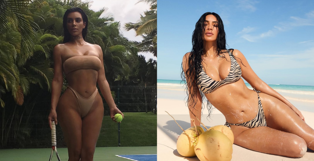 Kim Kardashian in 2021, where she looks more voluptuous (Left) and 2025, where she looks slimmer (Right) via @kimkardashian on Instagram