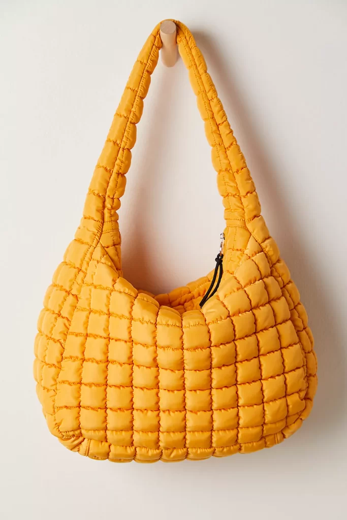 Free People Movement quilted carry all bag in "light papaya"
