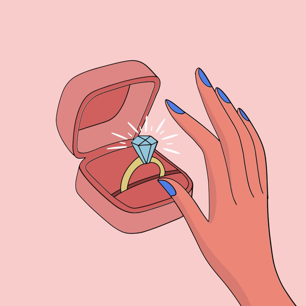Woman about to pick up an engagement ring via Fast Studio via Unsplash+