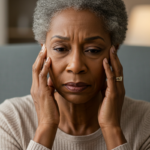 A black woman experiencing perimenopause via Google Image FX